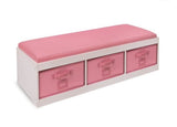 Kid's Storage Bench with Cushion and Three Bins