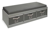Kid's Storage Bench with Cushion and Three Bins