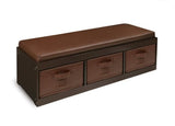 Kid's Storage Bench with Cushion and Three Bins