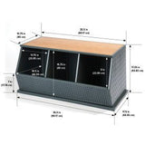 Metal and Bamboo Three Bin Stackable Storage Cubby - Charcoal/Natural
