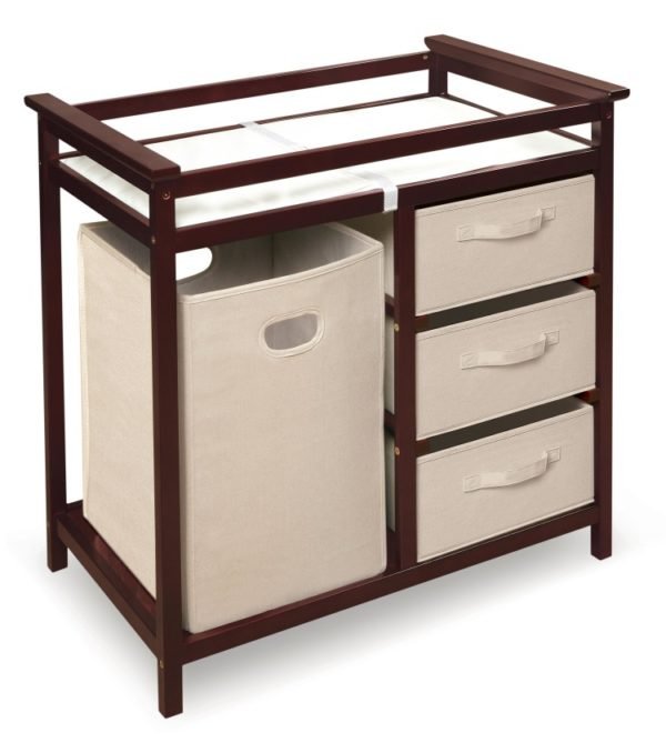 Modern Baby Changing Table with Hamper and 3 Baskets