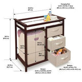 Modern Baby Changing Table with Hamper and 3 Baskets