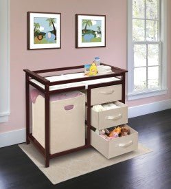 Modern Baby Changing Table with Hamper and 3 Baskets