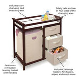 Modern Baby Changing Table with Hamper and 3 Baskets