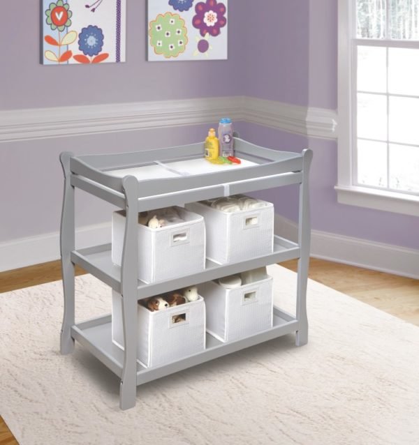 Sleigh style changing table clearance
