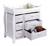 Sleigh Style Baby Changing Table with 6 Baskets