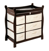 Sleigh Style Baby Changing Table with 6 Baskets