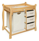 Sleigh Style Baby Changing Table with Hamper and 3 Baskets