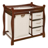Sleigh Style Baby Changing Table with Hamper and 3 Baskets