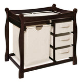 Sleigh Style Baby Changing Table with Hamper and 3 Baskets