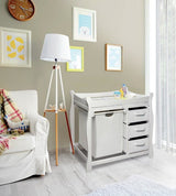 Sleigh Style Baby Changing Table with Hamper and 3 Baskets