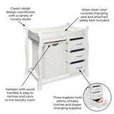 Sleigh Style Baby Changing Table with Hamper and 3 Baskets
