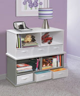 Stackable Shelf Storage Cubby with Three Baskets – Durable and space-saving organizer for toys, books, and essentials, perfect for kids' rooms and play areas – MonkeyBunks.com.
