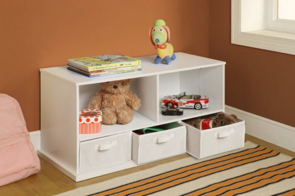 Stackable Shelf Storage Cubby with Three Baskets