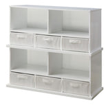 Stackable Shelf Storage Cubby with Three Baskets – Durable and space-saving organizer for toys, books, and essentials, perfect for kids' rooms and play areas – MonkeyBunks.com.