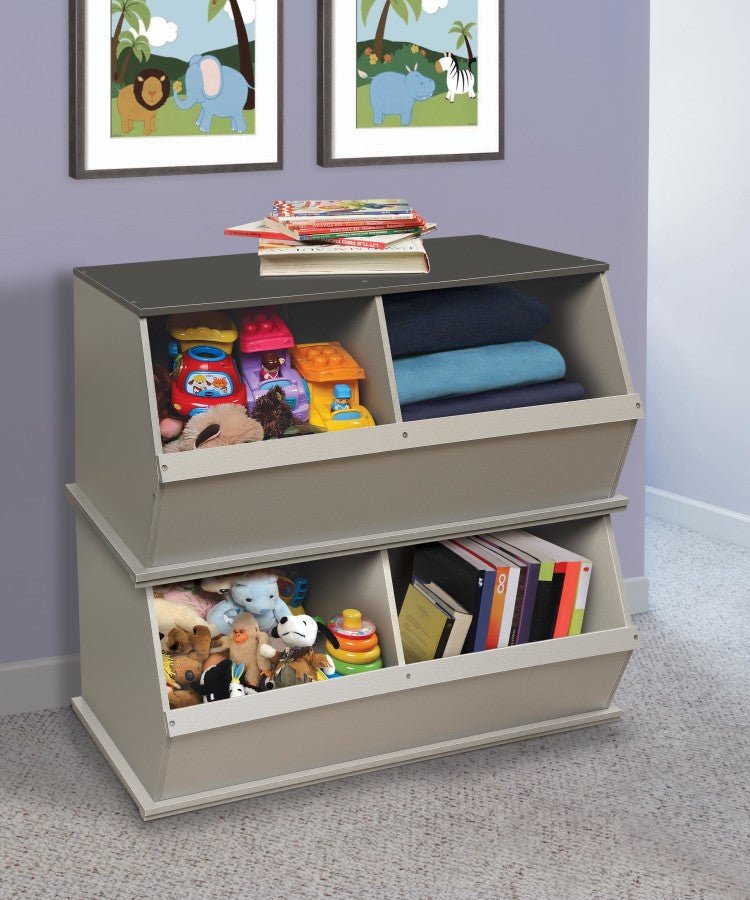 Two Bin Stackable Storage Cubby