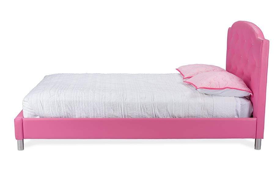 Canterbury Pink Leather Contemporary Full-Size Bed