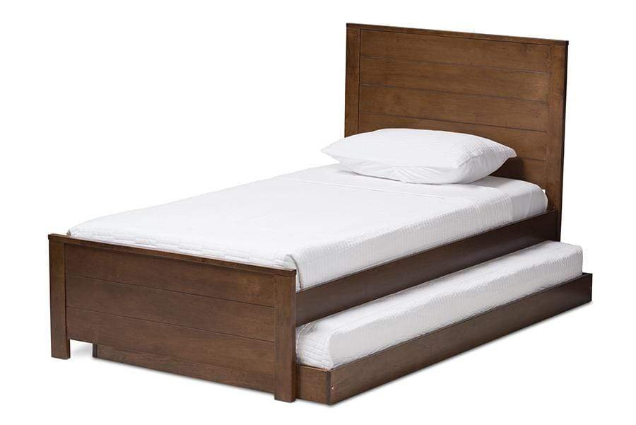 Catalina Modern Classic Mission Style Brown-Finished Wood Twin Platform Bed with Trundle