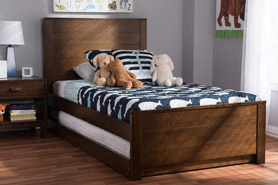 Catalina Modern Classic Mission Style Brown-Finished Wood Twin Platform Bed with Trundle