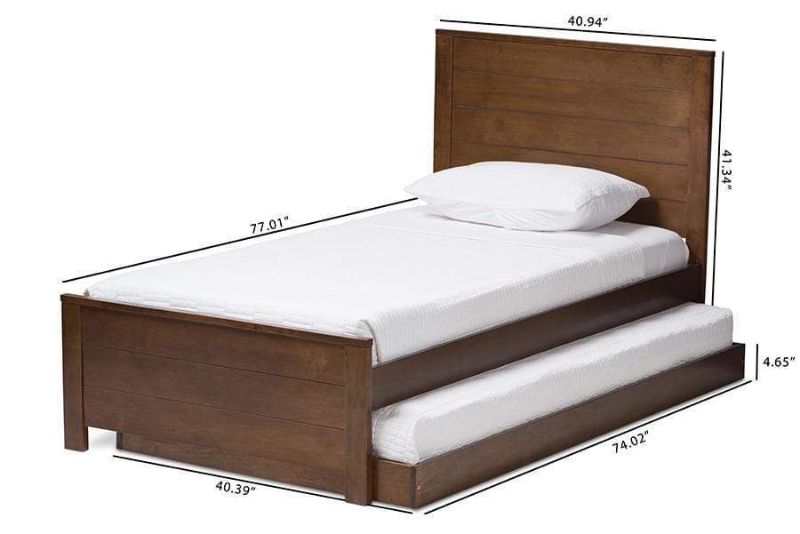 Catalina Modern Classic Mission Style Brown-Finished Wood Twin Platform Bed with Trundle