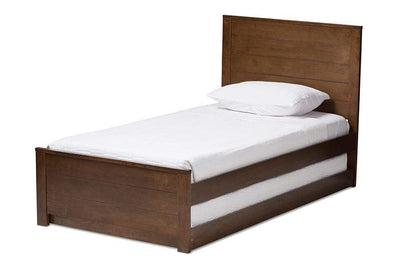 Catalina Modern Classic Mission Style Brown-Finished Wood Twin Platform Bed with Trundle