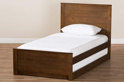 Catalina Modern Classic Mission Style Brown-Finished Wood Twin Platform Bed with Trundle