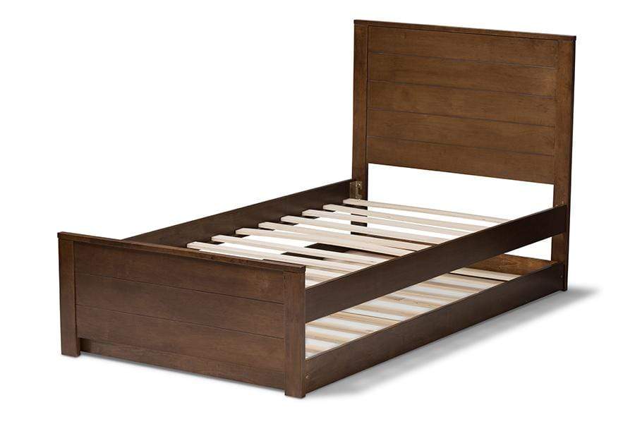 Catalina Modern Classic Mission Style Brown-Finished Wood Twin Platform Bed with Trundle