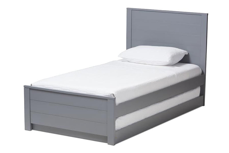 Catalina Modern Classic Mission Style Grey-Finished Wood Twin Platform Bed with Trundle