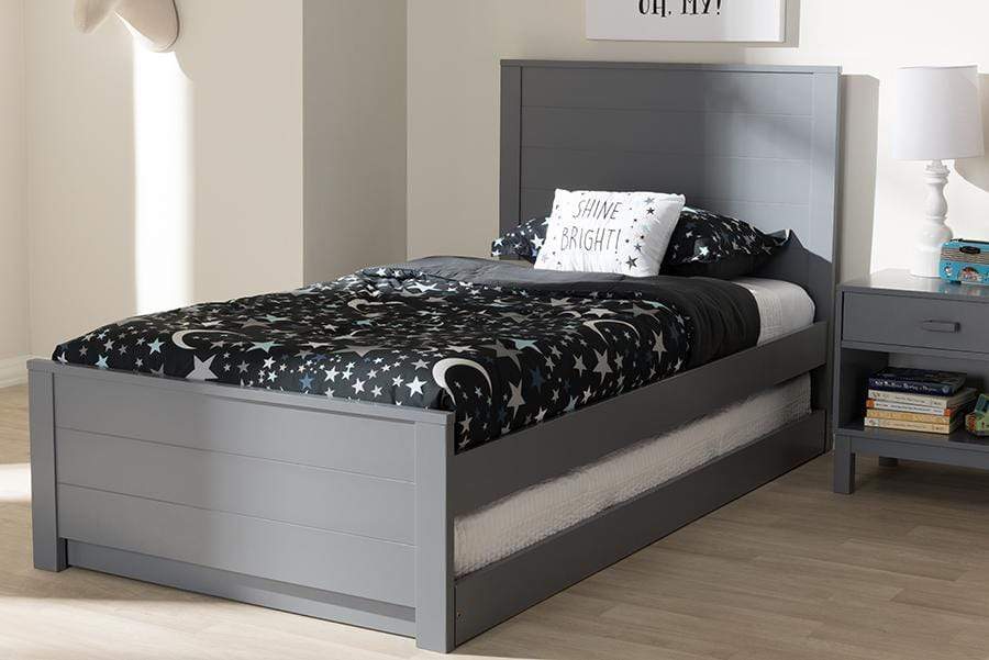 Catalina Modern Classic Mission Style Grey-Finished Wood Twin Platform Bed with Trundle