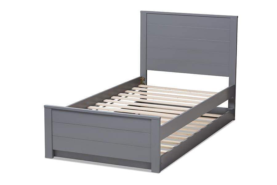 Catalina Modern Classic Mission Style Grey-Finished Wood Twin Platform Bed with Trundle