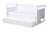Cintia Cottage Farmhouse White Finished Wood Twin Size Daybed with Trundle