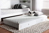 Cintia Cottage Farmhouse White Finished Wood Twin Size Trundle