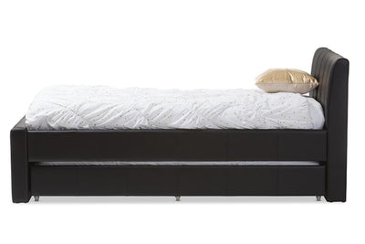 Cosmo Modern and Contemporary Black Faux Leather Twin Size Trundle Bed