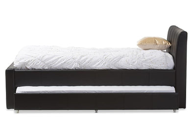 Cosmo Modern and Contemporary Black Faux Leather Twin Size Trundle Bed