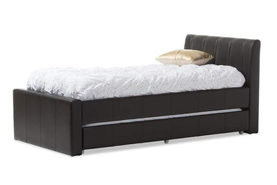 Cosmo Modern and Contemporary Black Faux Leather Twin Size Trundle Bed