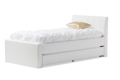 Cosmo Modern and Contemporary White Faux Leather Twin Size Trundle Bed