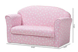 Erica Modern and Contemporary Pink and White Heart Patterned Fabric Upholstered Kids 2-Seater Sofa