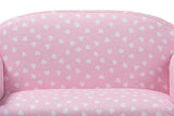 Erica Modern and Contemporary Pink and White Heart Patterned Fabric Upholstered Kids 2-Seater Sofa