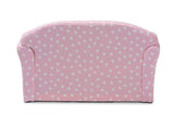Erica Modern and Contemporary Pink and White Heart Patterned Fabric Upholstered Kids 2-Seater Sofa