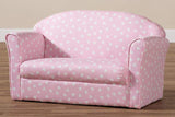 Erica Modern and Contemporary Pink and White Heart Patterned Fabric Upholstered Kids 2-Seater Sofa