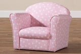 Erica Modern and Contemporary Pink and White Heart Patterned Fabric Upholstered Kids Armchair