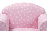 Erica Modern and Contemporary Pink and White Heart Patterned Fabric Upholstered Kids Armchair