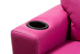 Evonka Modern and Contemporary Magenta Pink Faux Leather Kids Recliner Chair