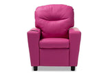 Evonka Modern and Contemporary Magenta Pink Faux Leather Kids Recliner Chair