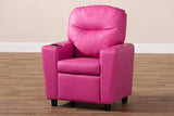 Evonka Modern and Contemporary Magenta Pink Faux Leather Kids Recliner Chair