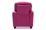 Evonka Modern and Contemporary Magenta Pink Faux Leather Kids Recliner Chair