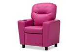 Evonka Modern and Contemporary Magenta Pink Faux Leather Kids Recliner Chair