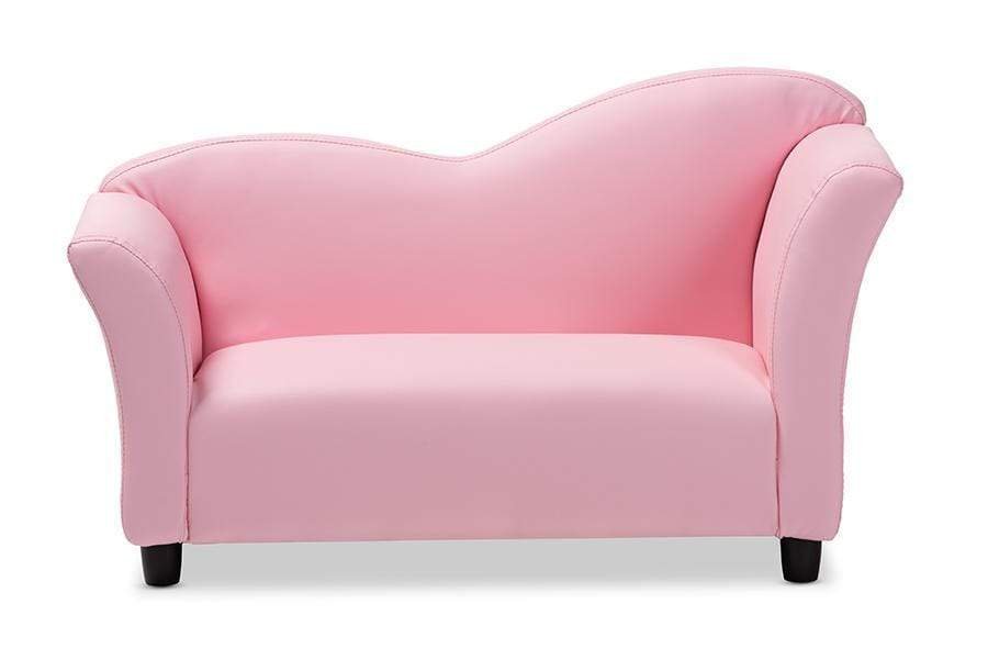 Felice Modern and Contemporary Pink Faux Leather Kids 2-Seater Loveseat