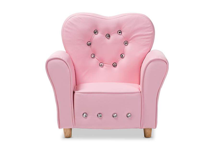 Mabel Modern and Contemporary Pink Faux Leather Kids Armchair