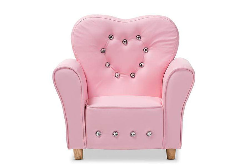 Mabel Modern and Contemporary Pink Faux Leather Kids Armchair